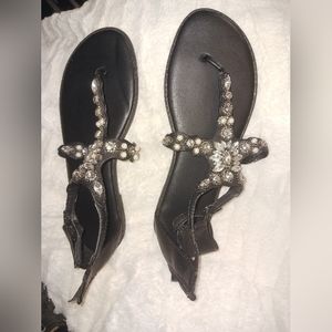 Jeweled thong sandals